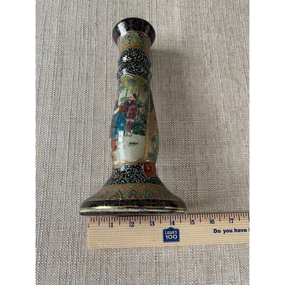 SATSUMA, VINTAGE HAND PAINTED, CANDLE HOLDERS - Picture 8 of 10
